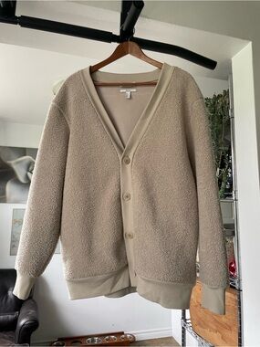 COS Women's Taupe Sherpa Button-Front Cardigan